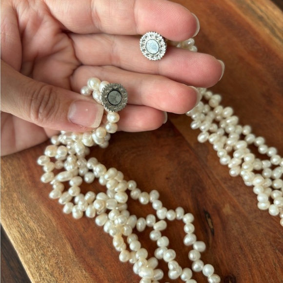 VTG 18" Oval White Biwa Cultured Freshwater Multi Pearl Strand Silver Mg Closure - Picture 6 of 7